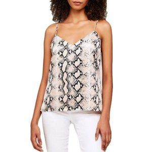 L'AGENCE Jane Silk V-Neck Riverbank Snakeskin Print Camisole Tank Top XS NEW